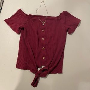 off the shoulder button up